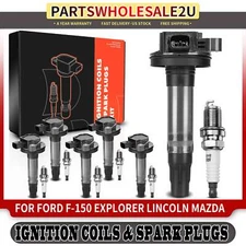6Pcs Ignition Coil & IRIDIUM Spark Plug Kit for Ford Explorer Lincoln MKT Mazda
