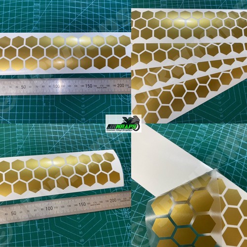 (X4) HEXAGON STRIPS 220x55mm Stickers Decals Bicycle Helmet BMX MTB Gloss Gold - 第 1/6 張圖片