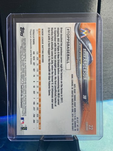 2018 Topps Chrome - #22 Brian Anderson (RC) - Foto 4 di 4