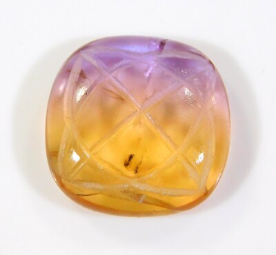 17.CTS NATURAL AMETRINE QUARTZ CARVING SQUARE CABOCHON PENDANT GEMSTONE  BF=007