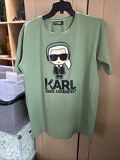 Iconic Karl Lagerfeld T Shirt Weenicon Style Design 3XL to 44 Chest Green. 