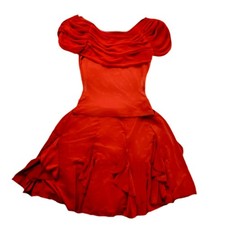 CKAGME - Red Latin Ballroom Dance Competition Outfit Blouse Skirt M/L