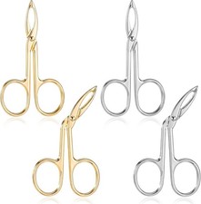 4 Pcs Tweezers with Handles, Stainless Steel Eyebrow Facial Remover Brow Scissor