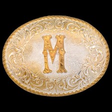 Letter M Western Vintage Belt Buckle by Crumrine