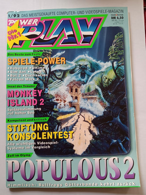 Zeitschrift POWER PLAY 1/92 Computerspiele Videospiele Games Commodore Amiga