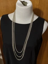GERMANN brand Silvertone Multi Strand -3 - Chain Necklace 29"