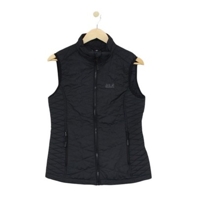 Jack Wolfskin Steppweste Jacke Damen Größe 6 schwarz durchgehender Reißverschluss Stormlock
