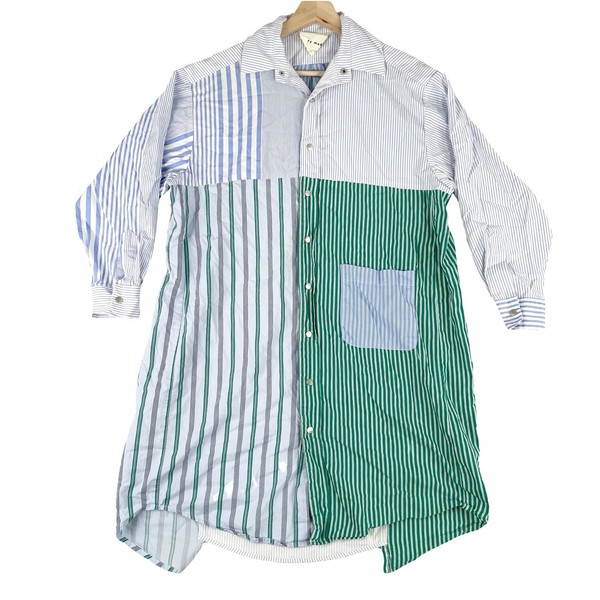 Barry Made Mini Shirt Dress Size XS Colourblock Striped Long Sleeve Oversized