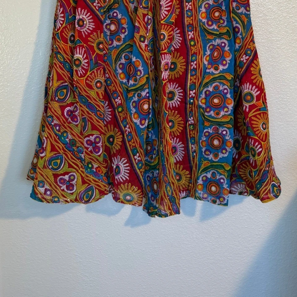 Falda envolvente suave envolvente para mujer mediana pequeña boho maxi floral lentejuelas festival Foto 3 de 4