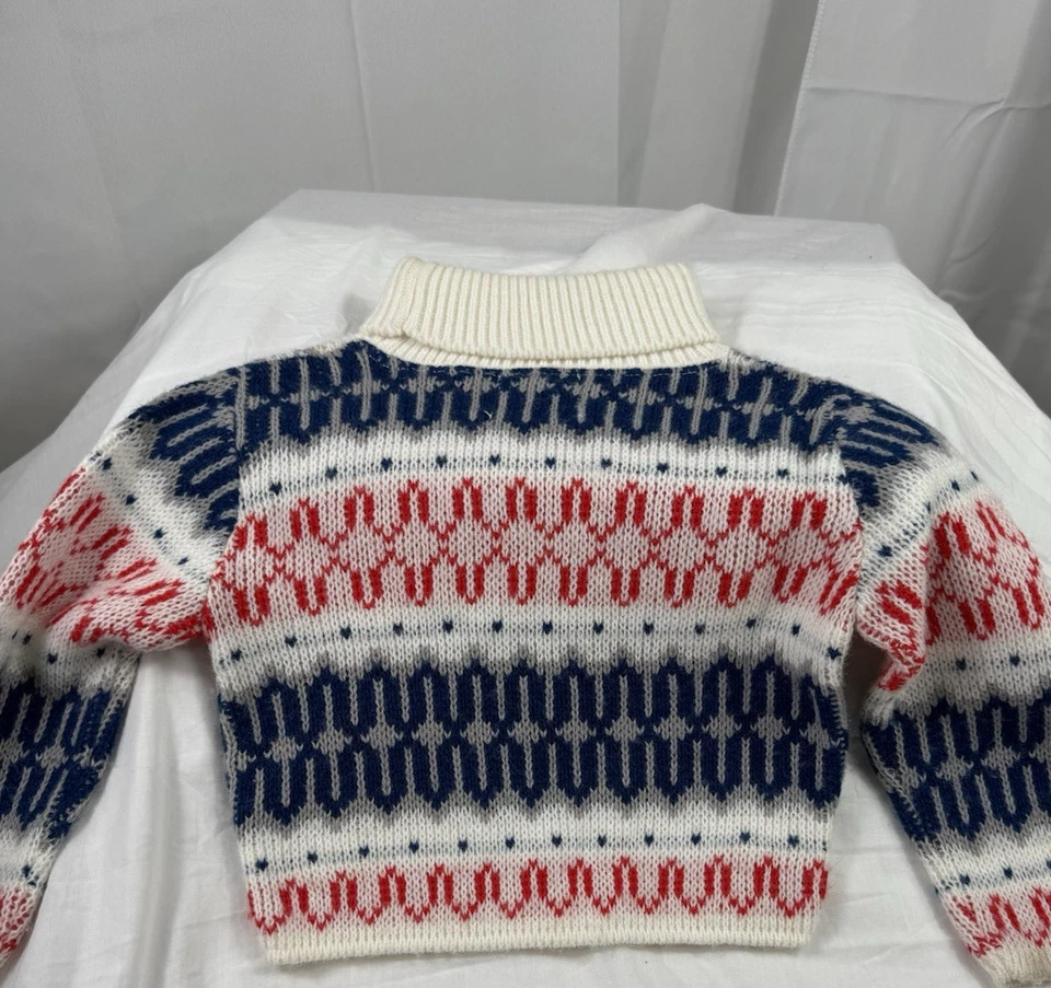 Suéter Vintage Niño Pequeño Talla 2 Invierno Cuello Tortuga 100% Acrílico Foto 3 de 4