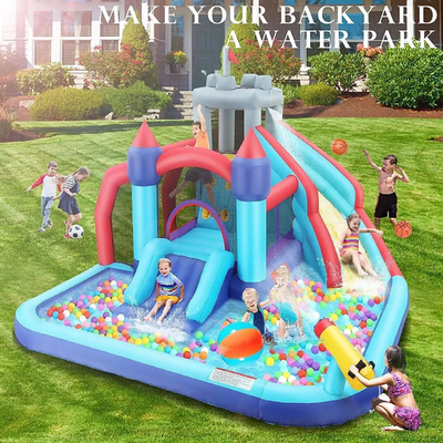#ad 10 in 1 Bouncy House Water Park with Air Blower Inflatable Pool Water Cannon🏰 $365.99