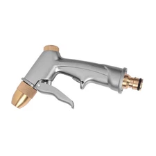 1pc Garden Hose Nozzle SprayerHeavy Duty Metal High Pressure Water Silver