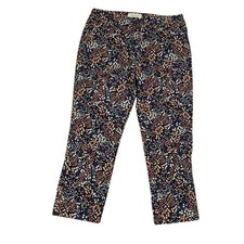 Talbots Petite Floral Print Cropped Pants Navy Multi Color Size 8P