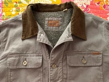 Woolrich Mens Chore Jacket Gray Sherpa Lined Barn Corduroy Collar Coat Sz XL