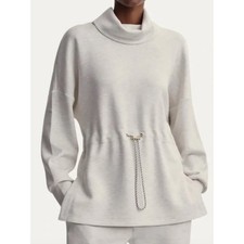 Varley Freya Clinch Waist Ivory Marl Sweatshirt Small
