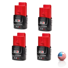 4 Pack for Milwaukee M12 12Volt Li-ion 3.5Ah 48-11-2420 48-11-2401 Battery NEW