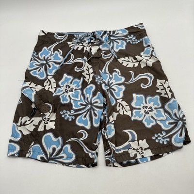Fiend Beach Shorts Men Size 38 Brown Floral Pocket Zip   #27065