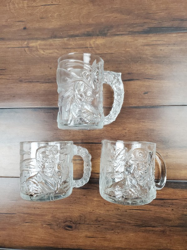 Vtg 1995 Batman Forever McDonalds Glass 3 Mug Lot Two Face Riddler Batman Clean