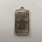 Vintage CITRA 999 fine silver 5 gram bar pendant rare