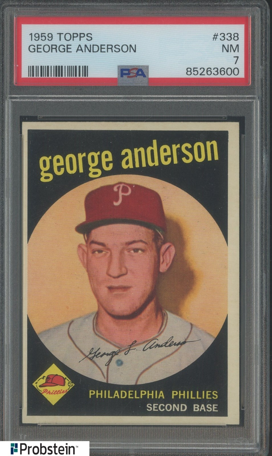 1959 Topps #338 George Sparky Anderson Phillies RC Rookie HOF PSA 7 NM