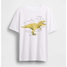 Gap Kids Graphic T Shirt Size XXL 100 Organic Cotton Dinosaur Optic White