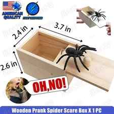 Prank Spider Scare Box Hidden in Case Trick Play Joke Scarebox Gag Toy Wooden 