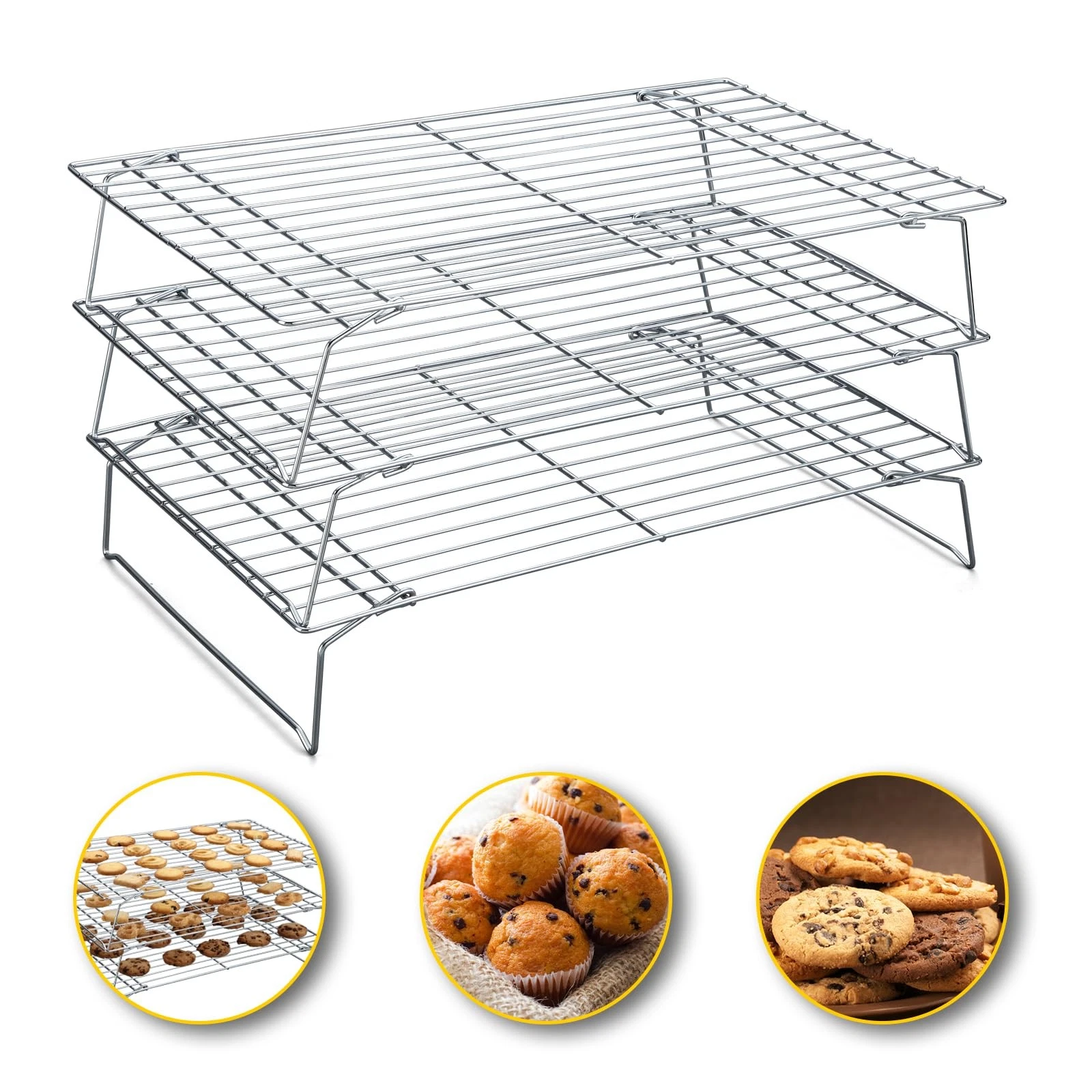10 * 16 Inch Cooling Racks 3 Stackable Tall Baking Racks Stainless Steel Wire...
Opens in a new wind