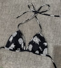 Victorias Secret PINK Triangle String Bikini Top Reversible Striped Pineapple XS