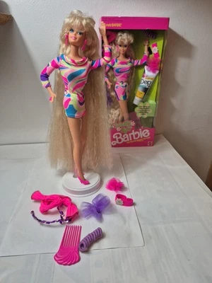 1991 Totally Hair Barbie Please Read, All Acc & Display Stand Incl. - Image 1 of 4