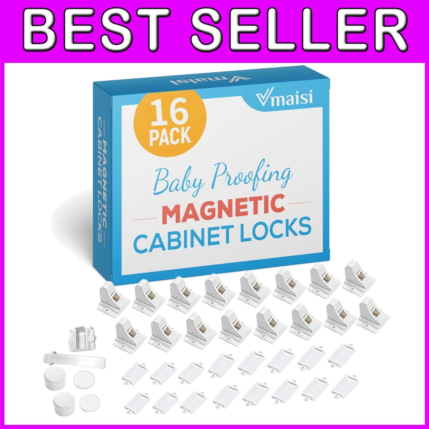 16 Magnetic Child Safety Locks - Cabinets & Drawers Proof