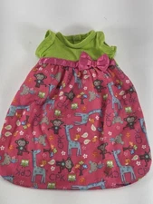 Pink & Green Cabbage Patch Kids Outfit W/ Monkeys & Giraffe Sleeper