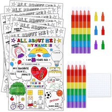 Zoyeven 60 Pcs All About Me Poster Pack with about me-Blank, Black