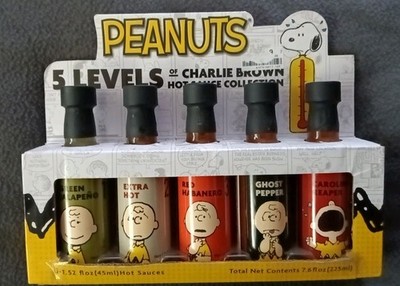 Collectible Peanuts 5 Levels of Charlie Brown Hot Sauce Collection Gift Idea NEW