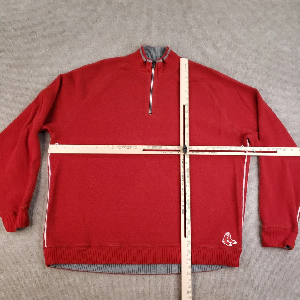 Boston Red Sox Sweater Mens XL Red MLB Baseball Pullover 1/4 Zip Tommy Bahama - Image 3 of 4
