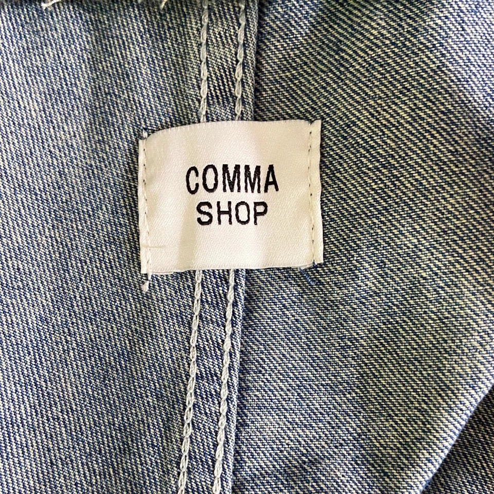Comma Shop Korea Straight Leg Overalls Size L Blue Cotton Denim Medium Wash NEW - Image 4 of 4