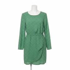 J. Crew Green Geometric Print Long Sleeve Elastic Waist Mini Dress Womens Size 4