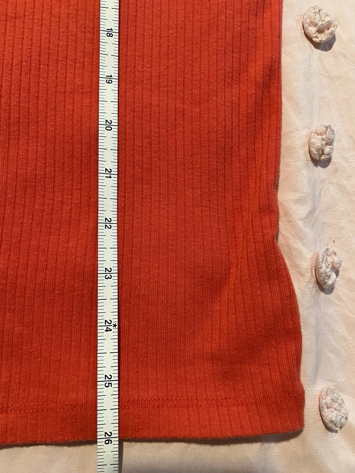 Camiseta para mujer GAP talla XL coral fuego punto acanalado manga corta cuello redondo redondo Foto 4 de 4