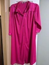 Vintage Vanity Fair Pink Fuschsia Robe XL Nightgown L Slippers 6.5/7.5 USA