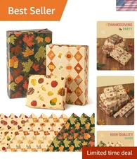 Thanksgiving Wrapping Paper Set Fall Leaf Turkey Pumpkin Gift Wrap 10 Sheets
