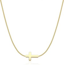 Cross Necklace for Women 14K Gold Silver Plated Dainty Small Pendant...