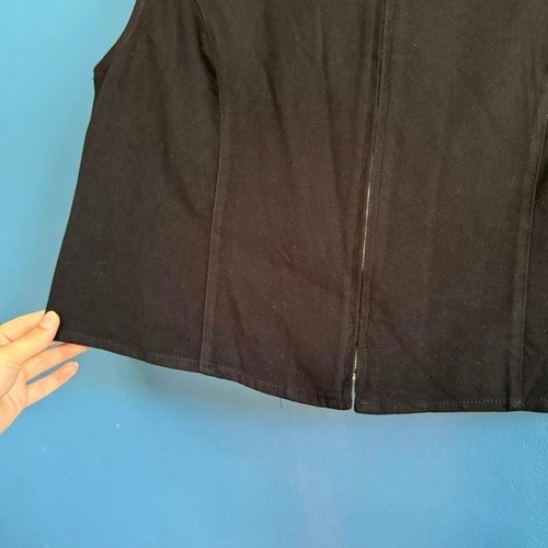 Y2K Black Vest Women's Size Large Field Gear Zip Sleeveless Basic Shirt Retro - Picture 2 of 7