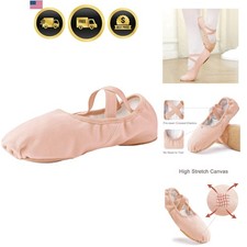 Women Ballet Shoes Highly Stretch Canvas Adult Ballet Slippers Split Sole Yog...