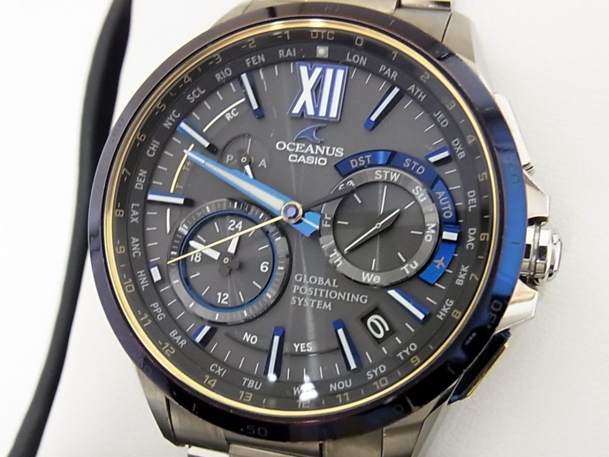 CASIO OCEANUS OCW-G1000-1AJF GPS Hybrid Solar Watch Silver Blue