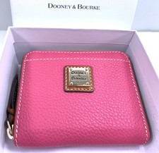 Dooney Bourke Pebble Grain Small Zip Around Wallet Hot Pink Color