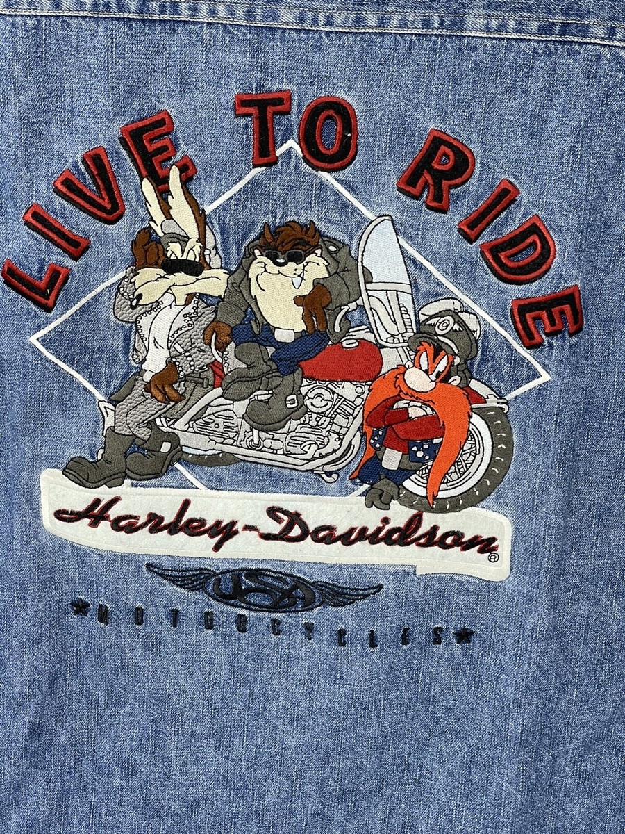 Harley Davidson TAZ Live to Ride Looney Tunes Denim Warner Harley Davidson TAZ Live to Ride Looney Tunes Denim Warner