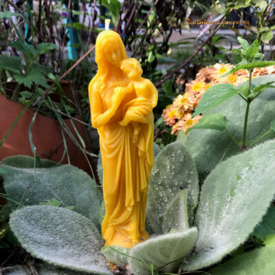 Mutter Maria - Madonna mit Kind - Statue Kerze 100 % Bienenwachs - handgemacht