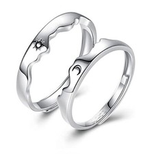 Couple Matching Rings for Woman Man Angel Devil Wings Dragon Silver Sun Moon