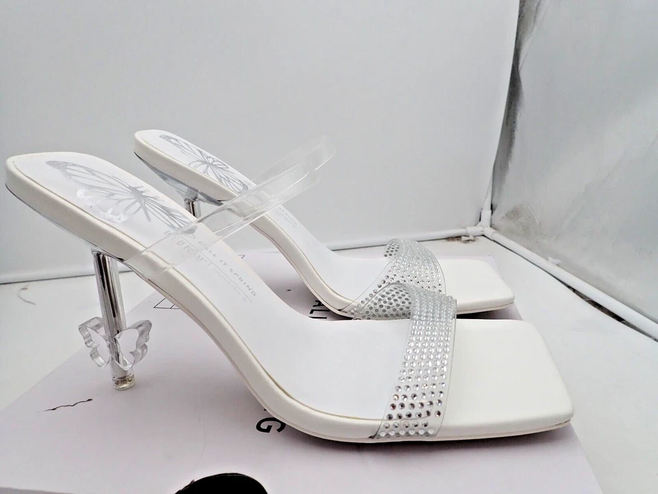 Call It Spring Women's Papillon Heeled Sandal with Buttterflies, White, Size 8.5 - Image 2 of 4
