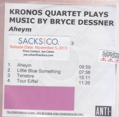kronos quartet plays music by bryce dessner cd promo 