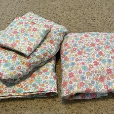 POTTERY BARN KIDS Twin Fitted, Flat, Case, SET  Duvet Cover FLORAL EXCELLENT